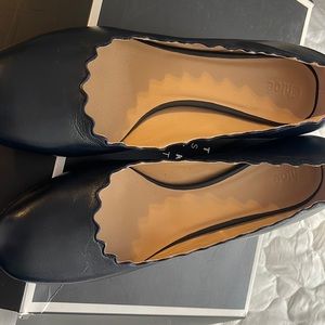 New Chloe Lauren Scalloped Navy pumps  Leather  38.5
